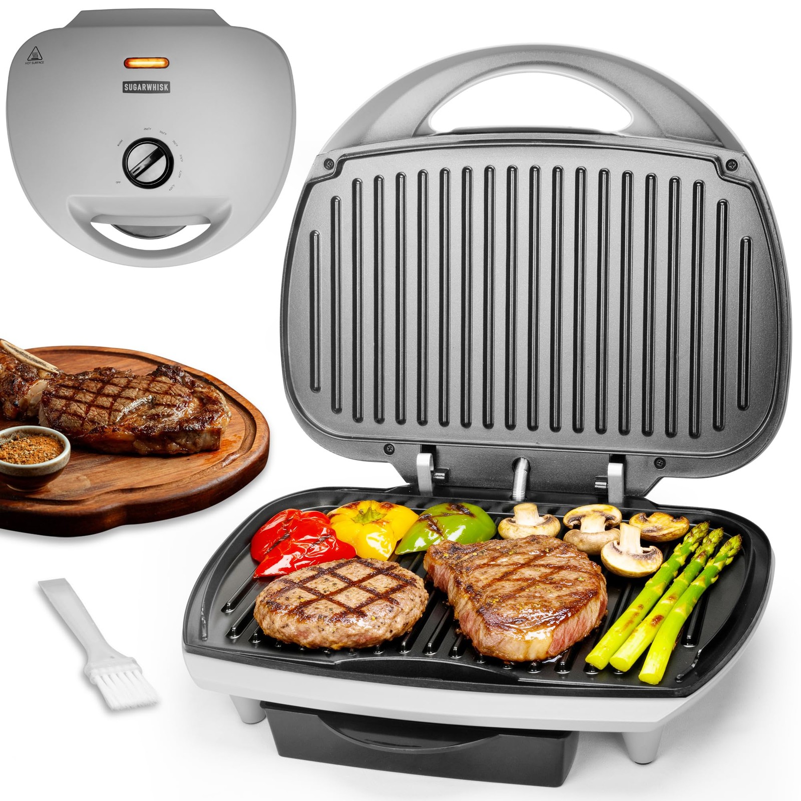 SugarWhisk SW2-FSCG01S 6-Serving Contact Grill, Electric Indoor, Adjustable