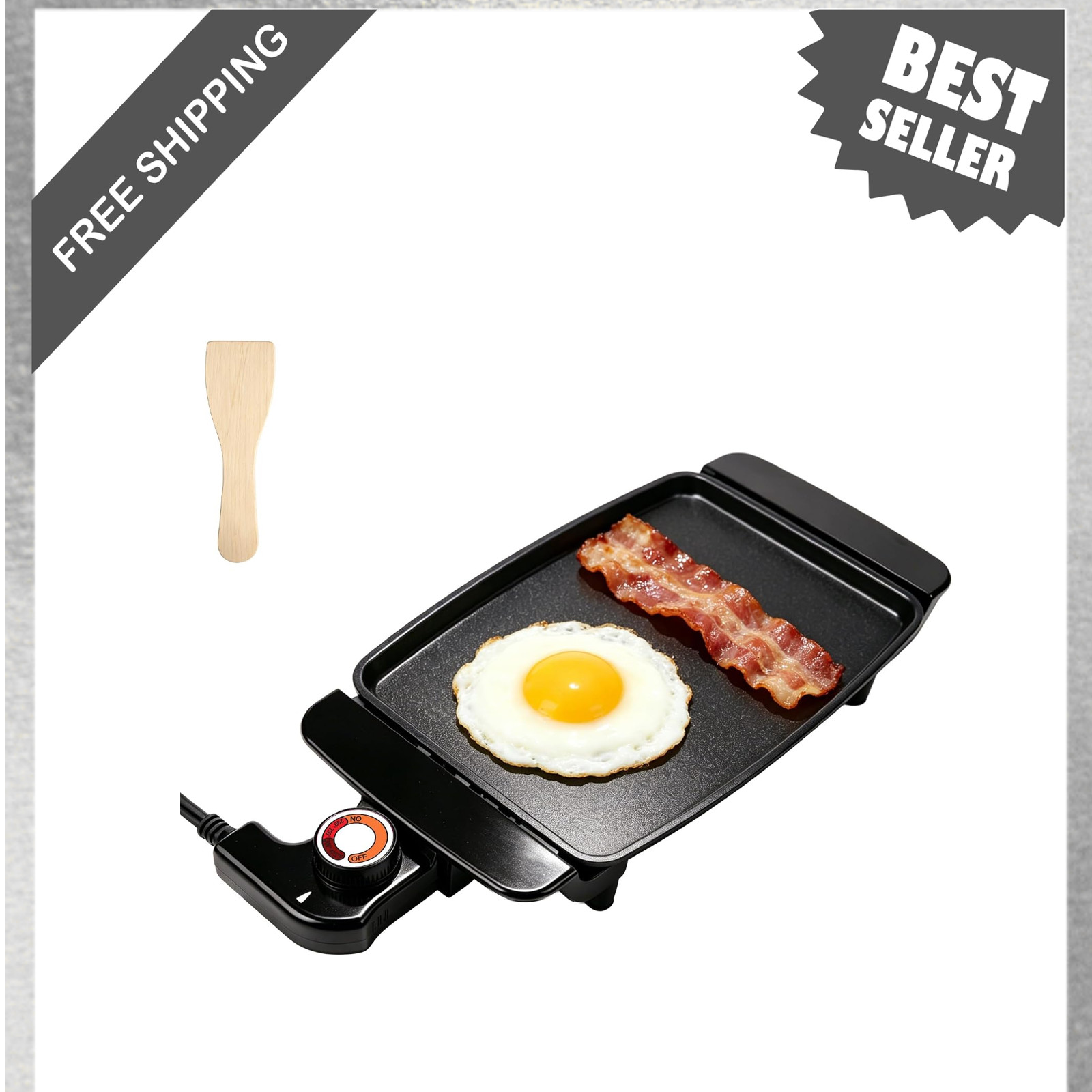 Electric Griddle, 10 Inch Ceramic Non-Stick, Model, 1200W, Adjustable