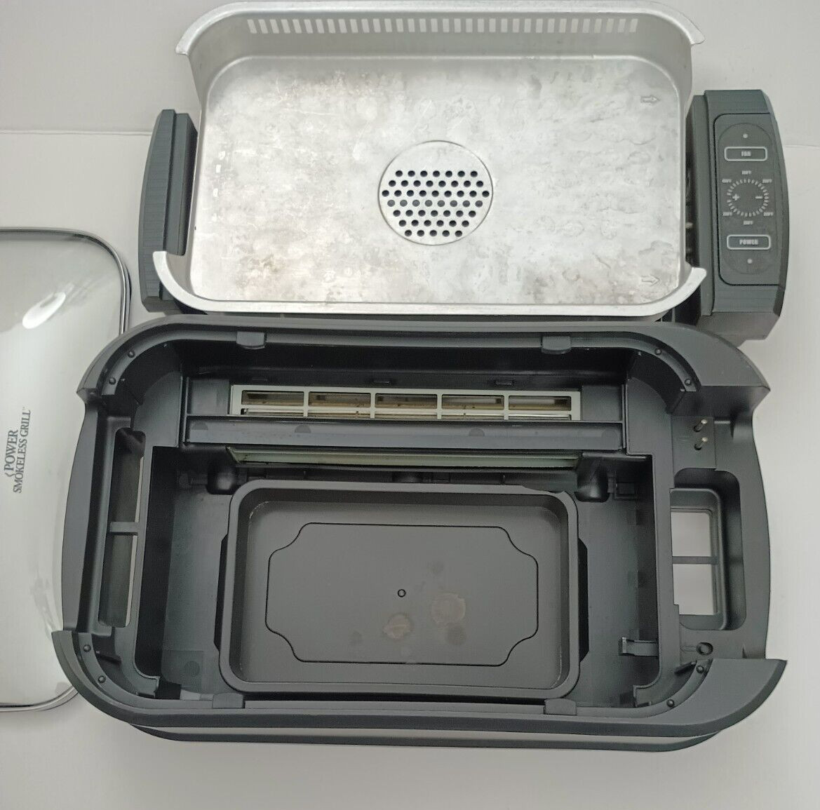 Power Smokeless Grill Pro with Griddle Pans -Black 1500 Watts Stainless – Used