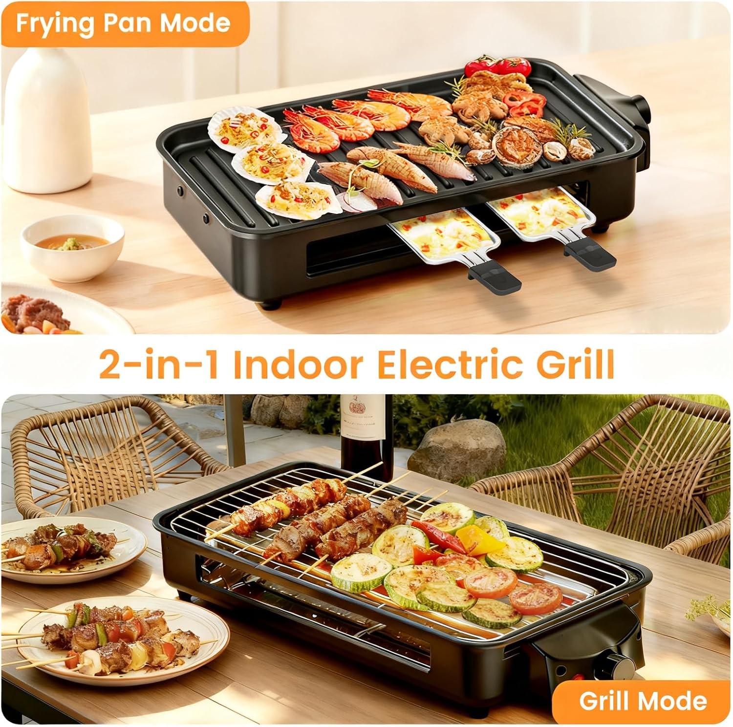 Electric Indoor Grill 1700W – 2 in 1 Smokeless Indoor Grill Pan for Kitchen