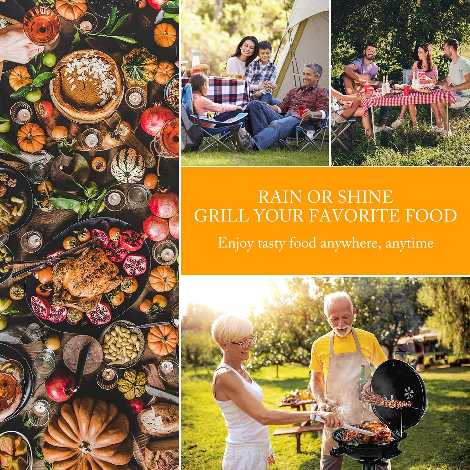 15-Serving Indoor/Outdoor Electric Grill – 1600W, Double Layer, Portable Stand