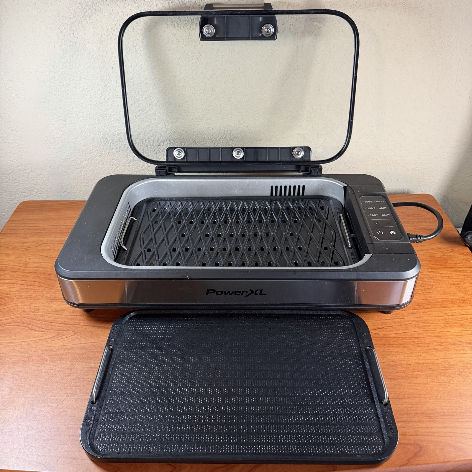 PowerXL Smokeless Grill Elite Indoor Electric Grill Tempered Glass Lid w/Griddle