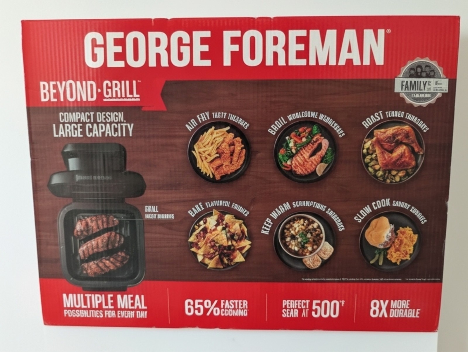 NEW George Foreman Beyond Grill 7-in-1 Indoor Grill Air Fry MCAFD800D Black