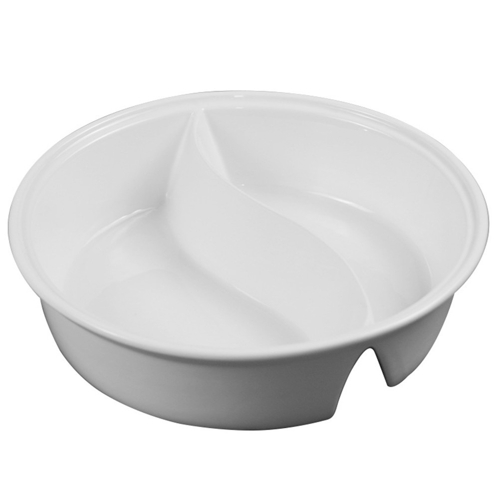 Ceramic Portion Control Dinner Bowl Microwave Safe with Dry Wet Separation White