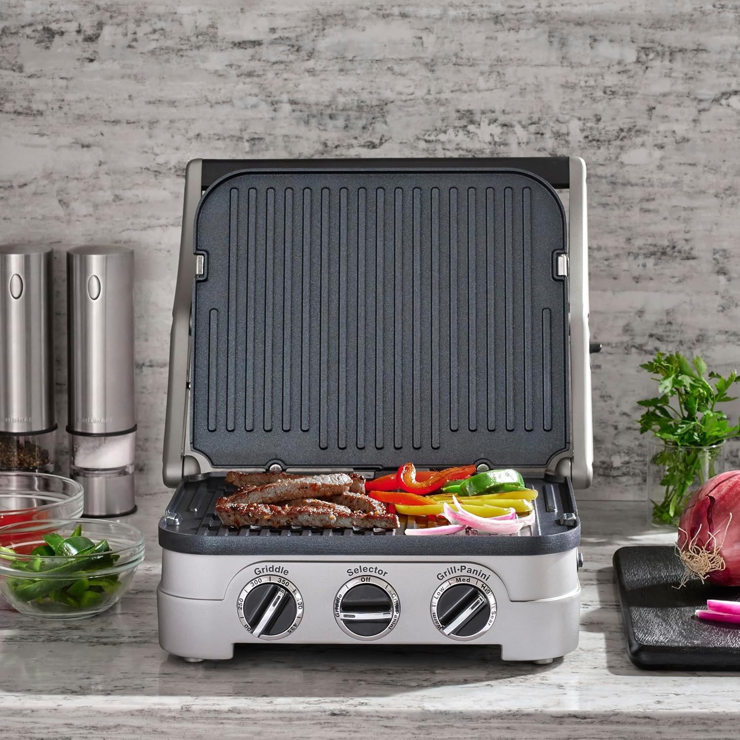 Cuisinart GR-4NNAS 5-in-1 Griddler Grill Panini Press 1500W +3YrWty