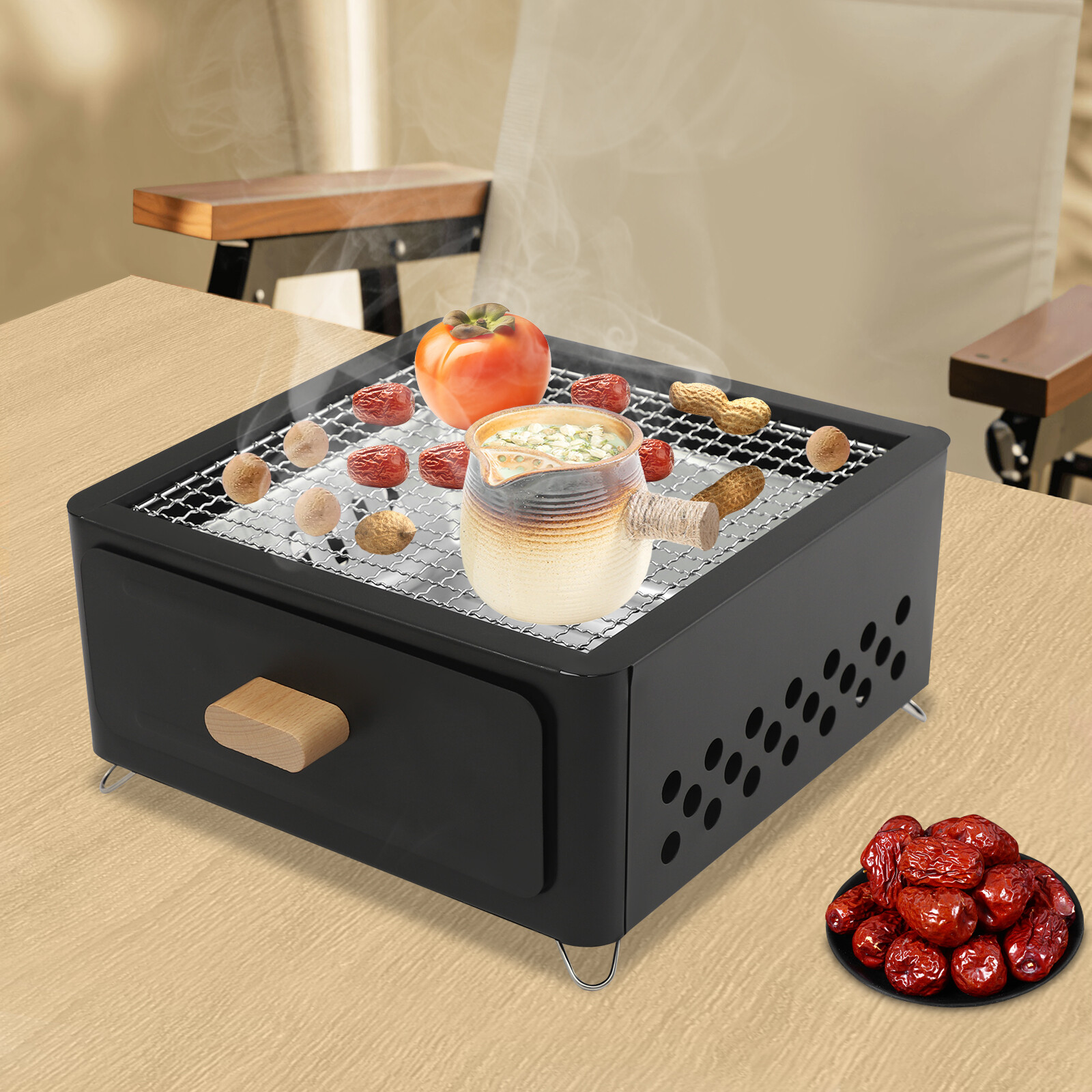 BBQ Charcoal Grill Portable Barbecue Stove Yard Cooker for Outdoor Picnics