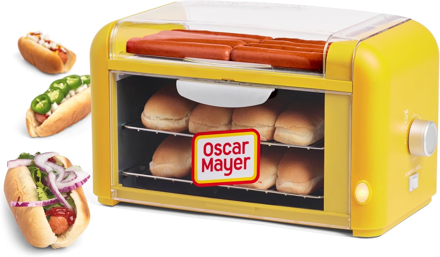 Extra Large Countertop 8 Slice Hot Dog Roller and Bun Toaster –