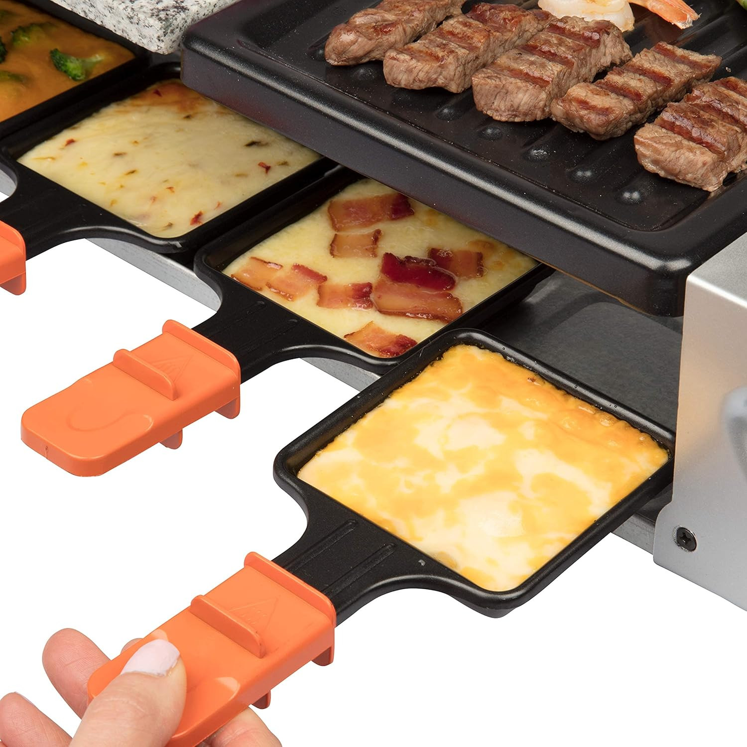 Electric Raclette Table Grill W Non-Stick Grilling Plate & Cooking Stone- 8 Pers
