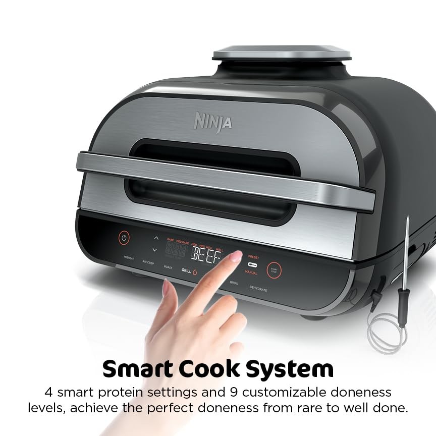 Ninja FG551 Foodi Smart XL Grill Air Fryer 6 in 1 Black Silver