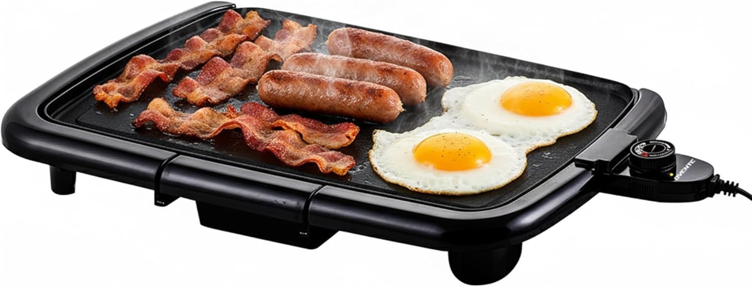 Electric Griddle with 16 x 10 Inch Flat Non-Stick Cooking Surface, Removable and