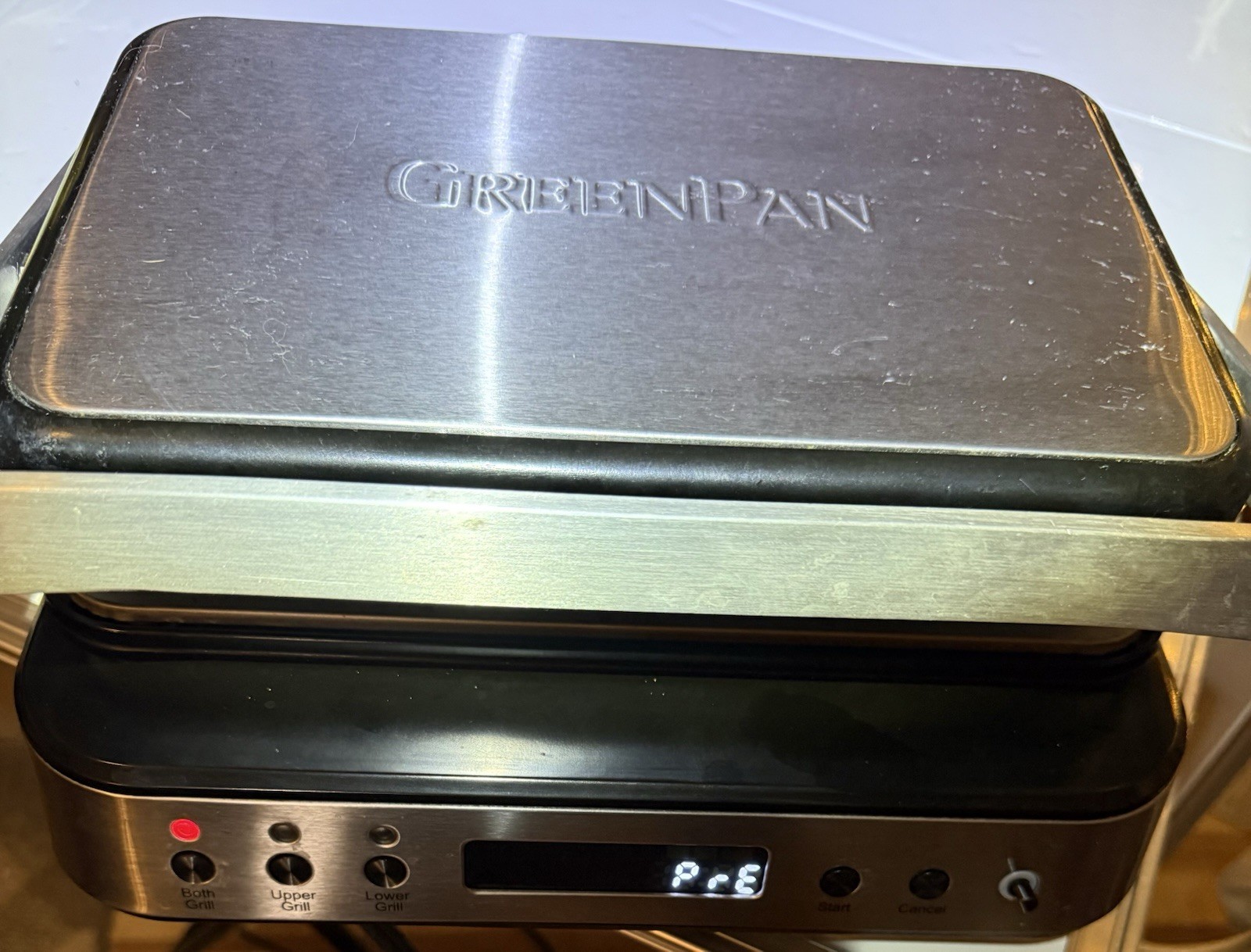GreenPan Electric Indoor Stainless Steel 6-in-1 Contact Grill & Griddle CC006410