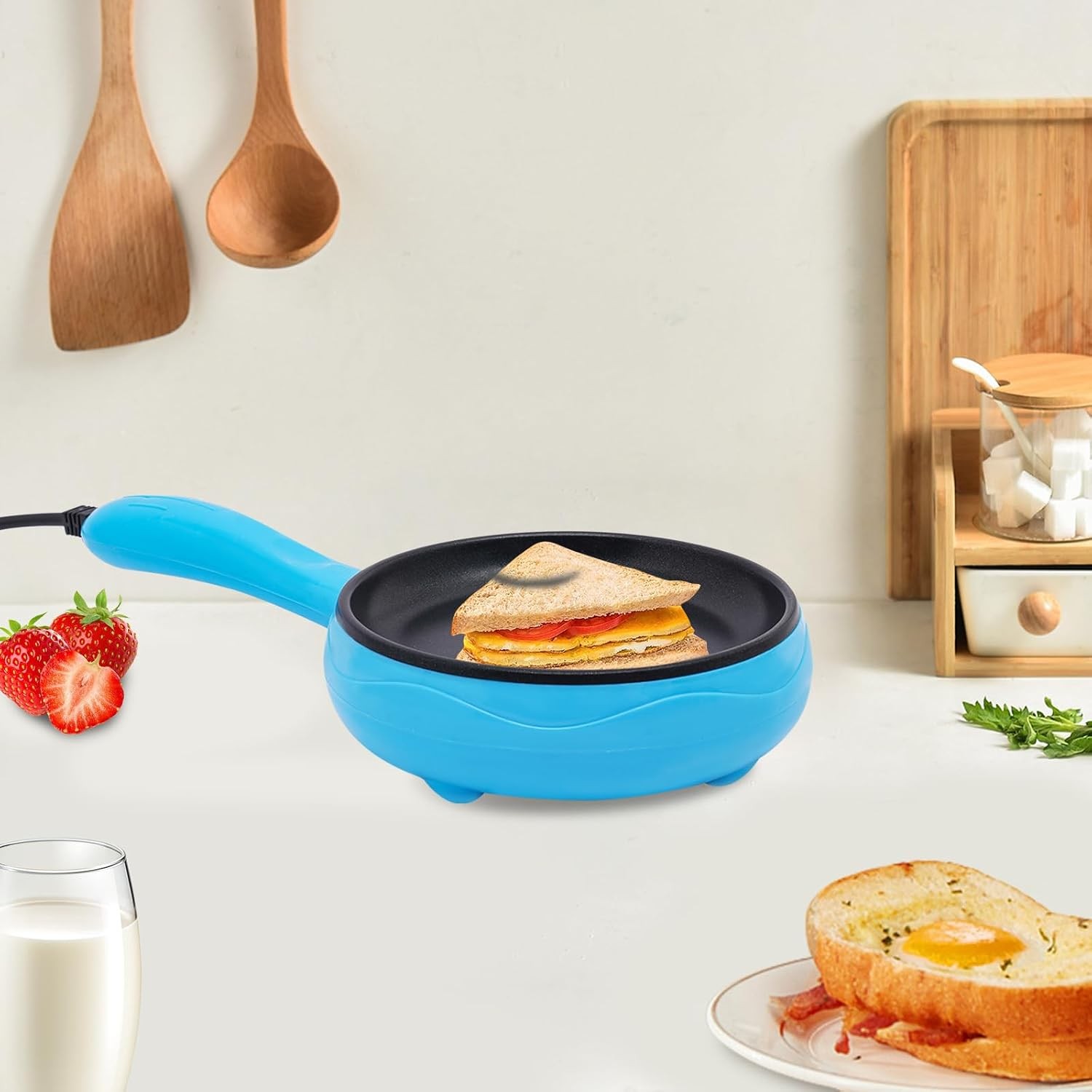 6-Inch Non-Stick Electric Skillet Rapid Heat Up Personal Mini Electric Round