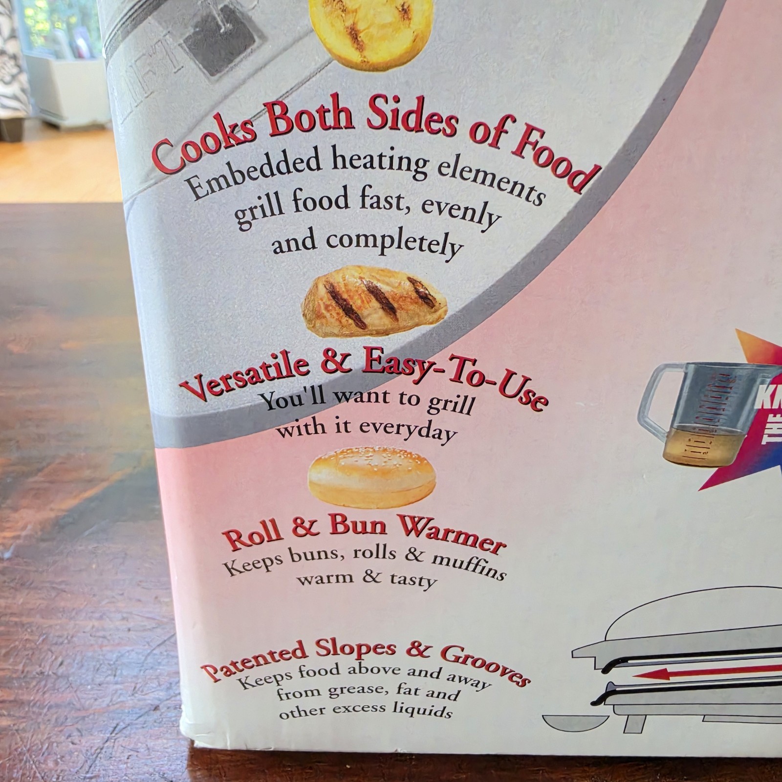 George Foreman Super Champ Colors Gray Grill GR18BW New Unused W/ Bun Warmer