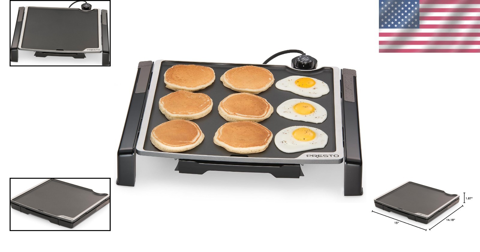 Electric Griddle Nonstick Large Cooking Surface Adjustable Tilt Foldable