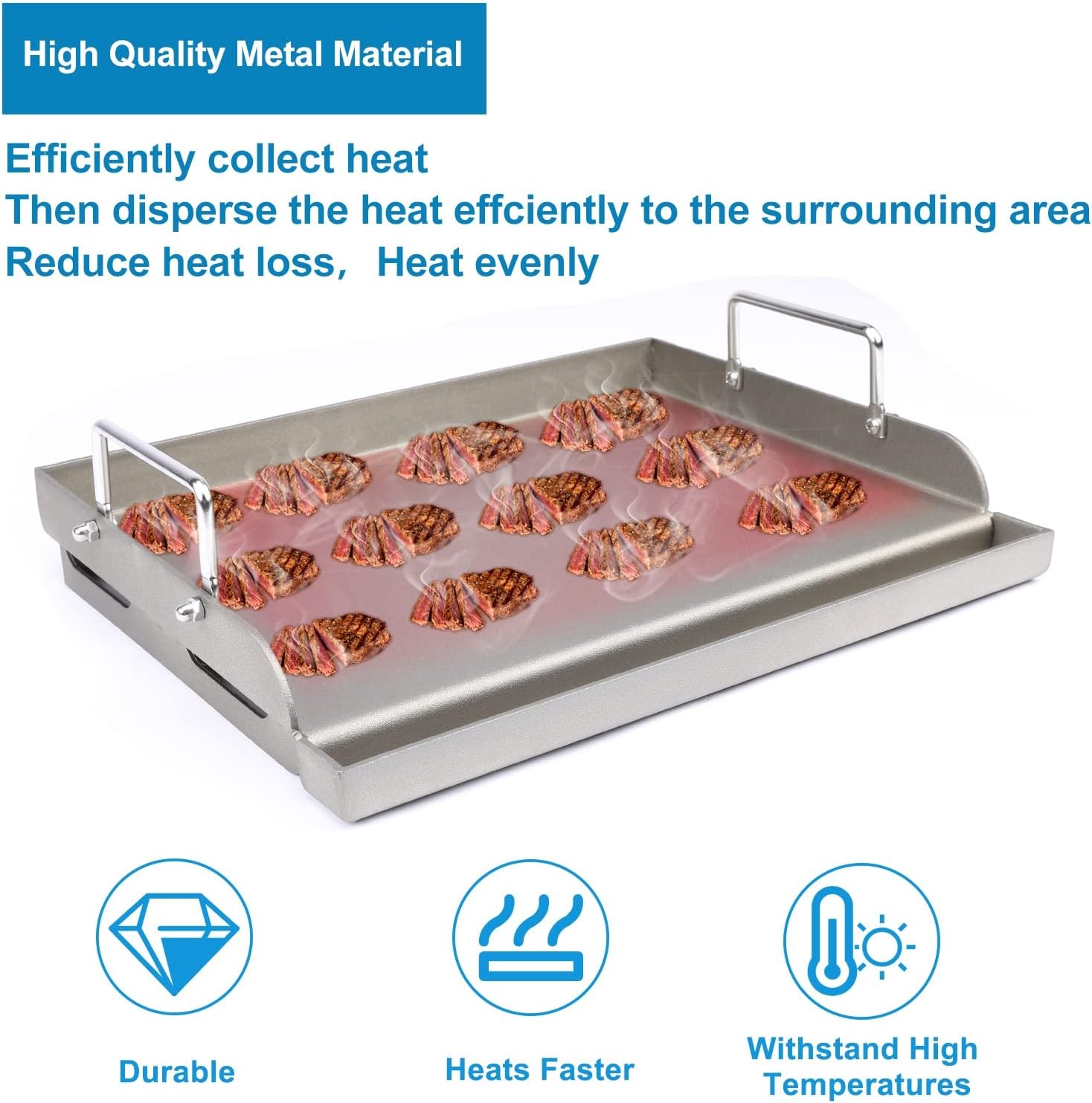 Cast Iron Griddle for Gas Grill Flat Top Griddle Insert for Outdoor Gas Grill