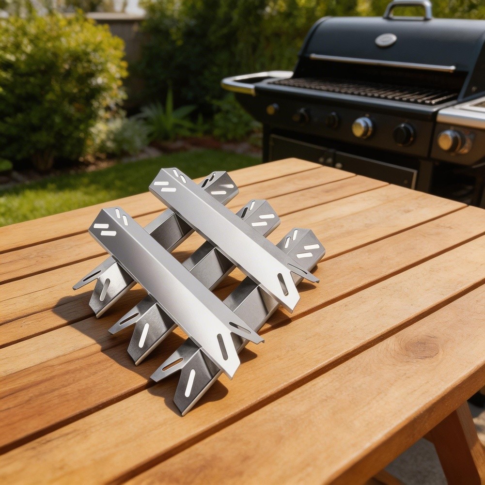Grill Heat Distributor Plate 201 Stainless Steel 39.4x8x3cm Two Pieces