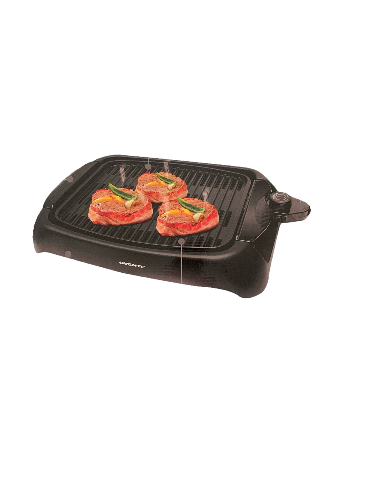 Ovente Electric Indoor Grill 13×10 Inch Nonstick Cooking Plate GD1632NLB
