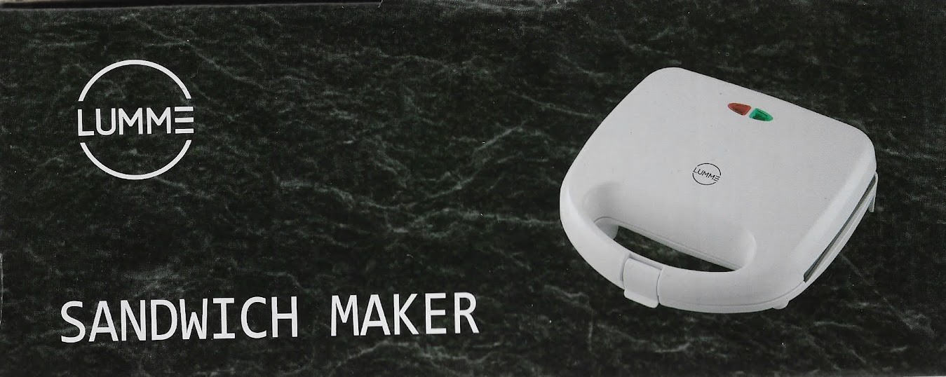 LUMME Sandwich Maker Non-Stick Surface, Black Safe Lock Cool Touch Handle