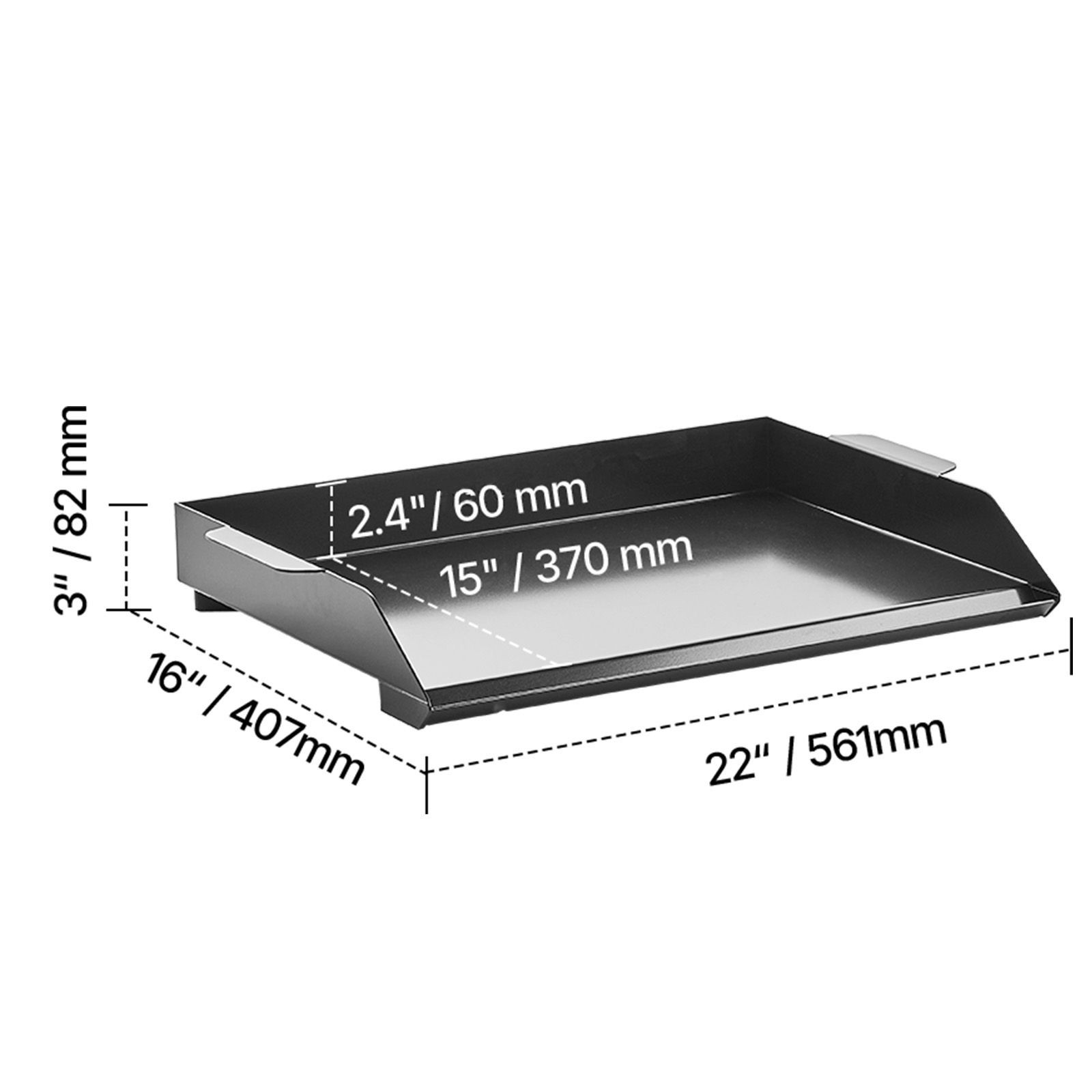 Carbon Steel Griddle, 22×16 inch Universal Flat Top Rectangular Plate