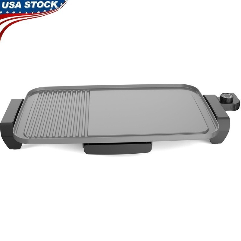 Electric Ceramic Griddle Nonstick 1500W Temperature Control Indoor Cooking Grill