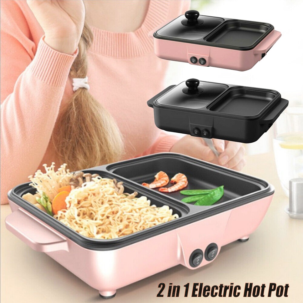 Electric Hot Pot 2 in 1 Shabu Hotpot Korean BBQ Grill Separate Temp Control