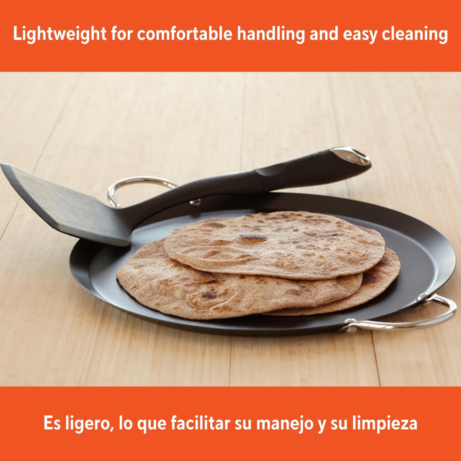 IMUSA USA CAR-52014 11″ Nonstick Carbon Steel Small Round Comal with Metal
