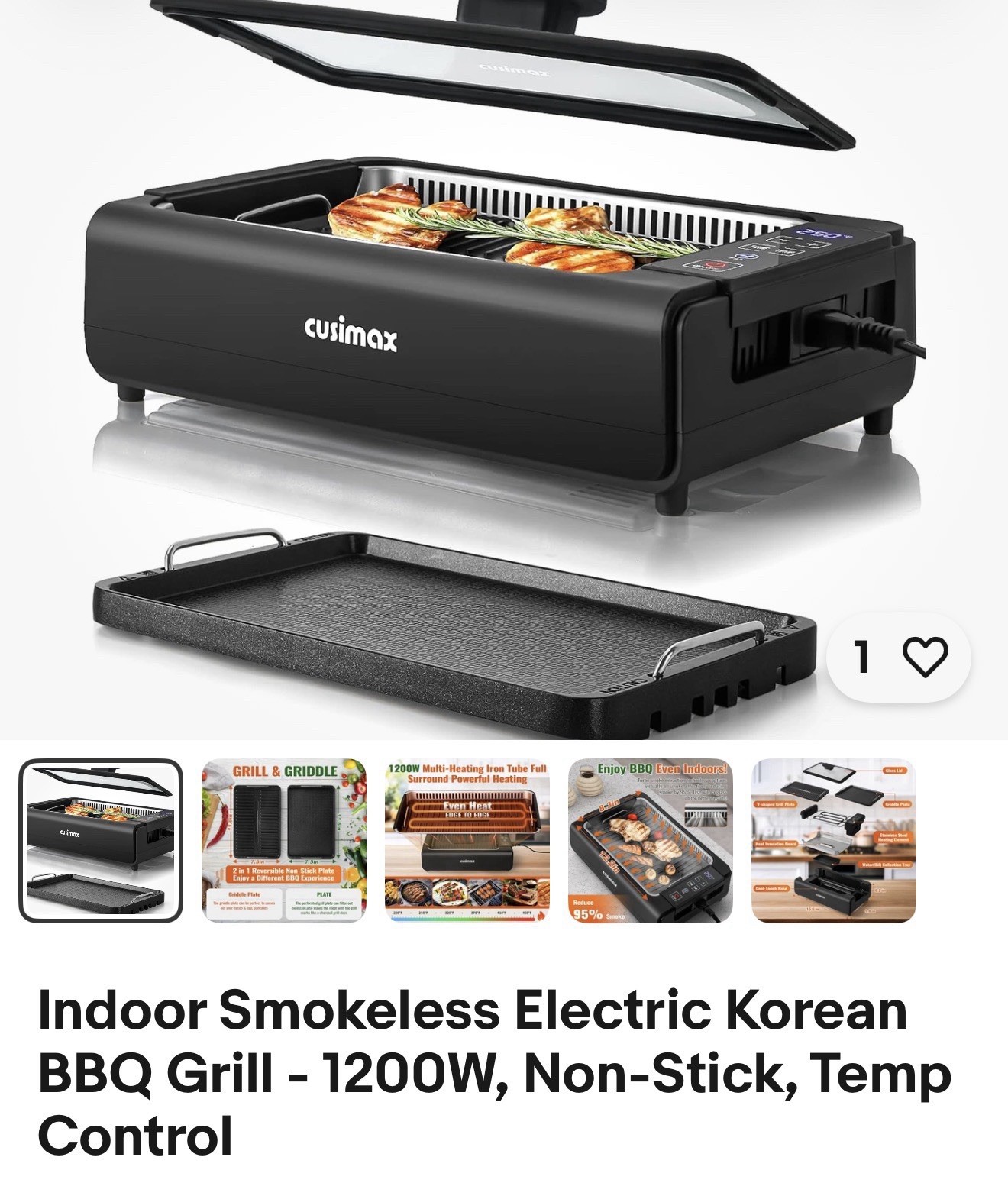 Indoor Smokeless Electric Korean BBQ Grill – 1200W, Non-Stick, Temp Control