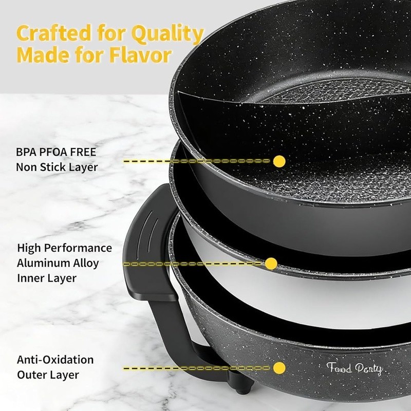 Dual Sided Electric Hot Pot 6L Nonstick Surface 5 Temp Control Recipe Book New