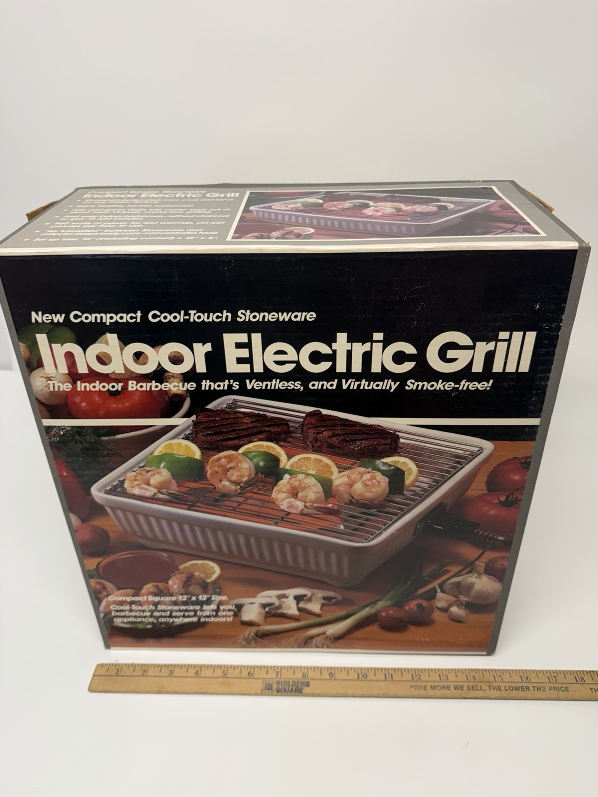 Vintage FAC SEALED Maverick MI-80 Indoor Electric Grill Square Stoneware 12×12