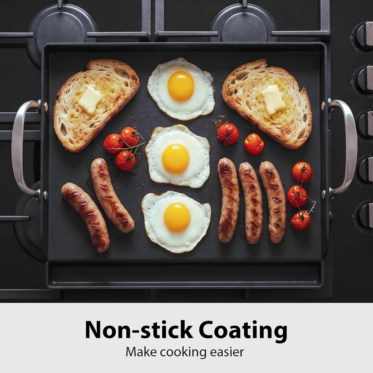 Cast Iron Griddle, Pre-Seasoned, Nonstick, 17 x 13 in Flat | For outdoor