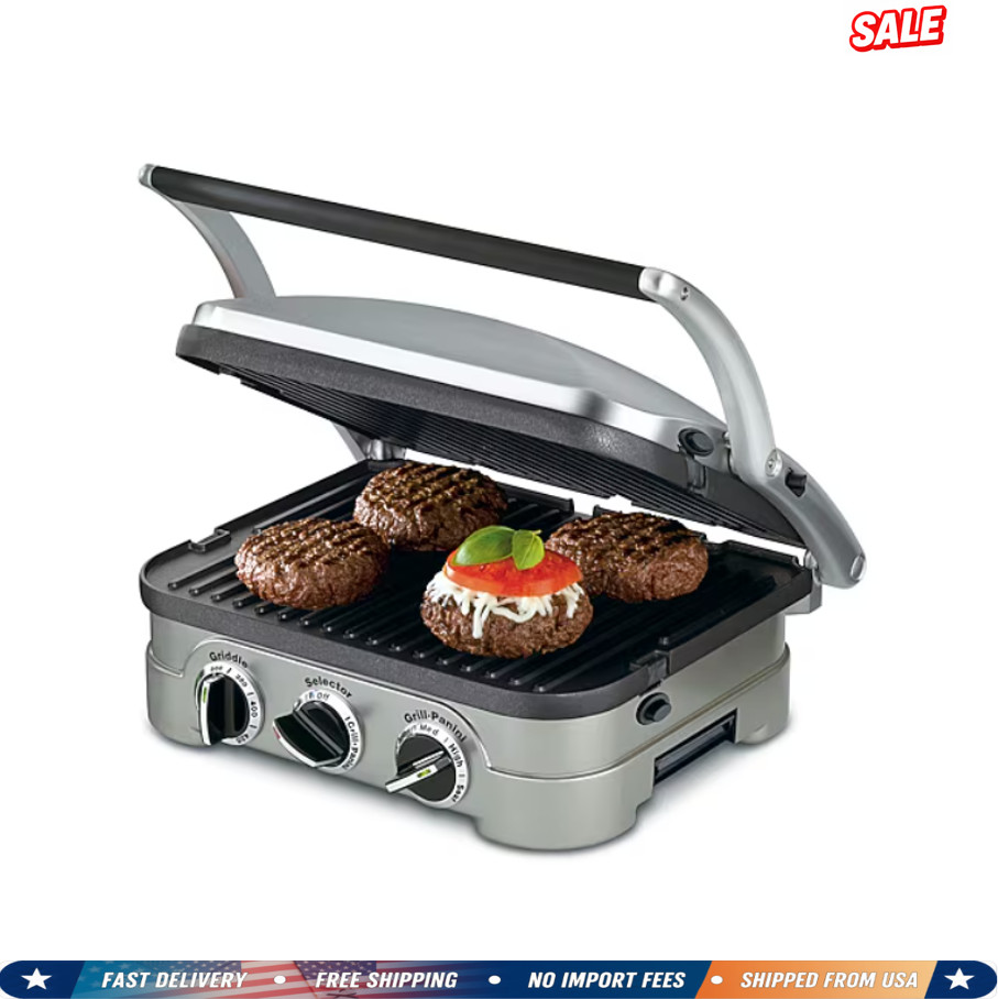 Cuisinart Griddler Indoor Grill Panini Press Electric Griddle Sandwich Maker 5in