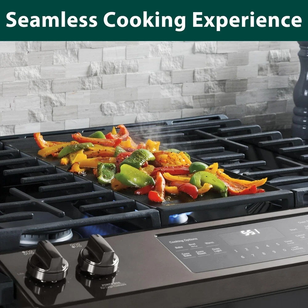 GE Gas Stove Griddle Replacement Parts | 19.5 x 9 in Cast Iron Cooktop Panttt…
