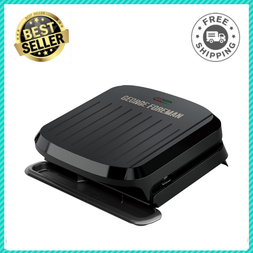 George Foreman 4-Serving Electric Grill Panini Maker Removable Plates Non-Stick