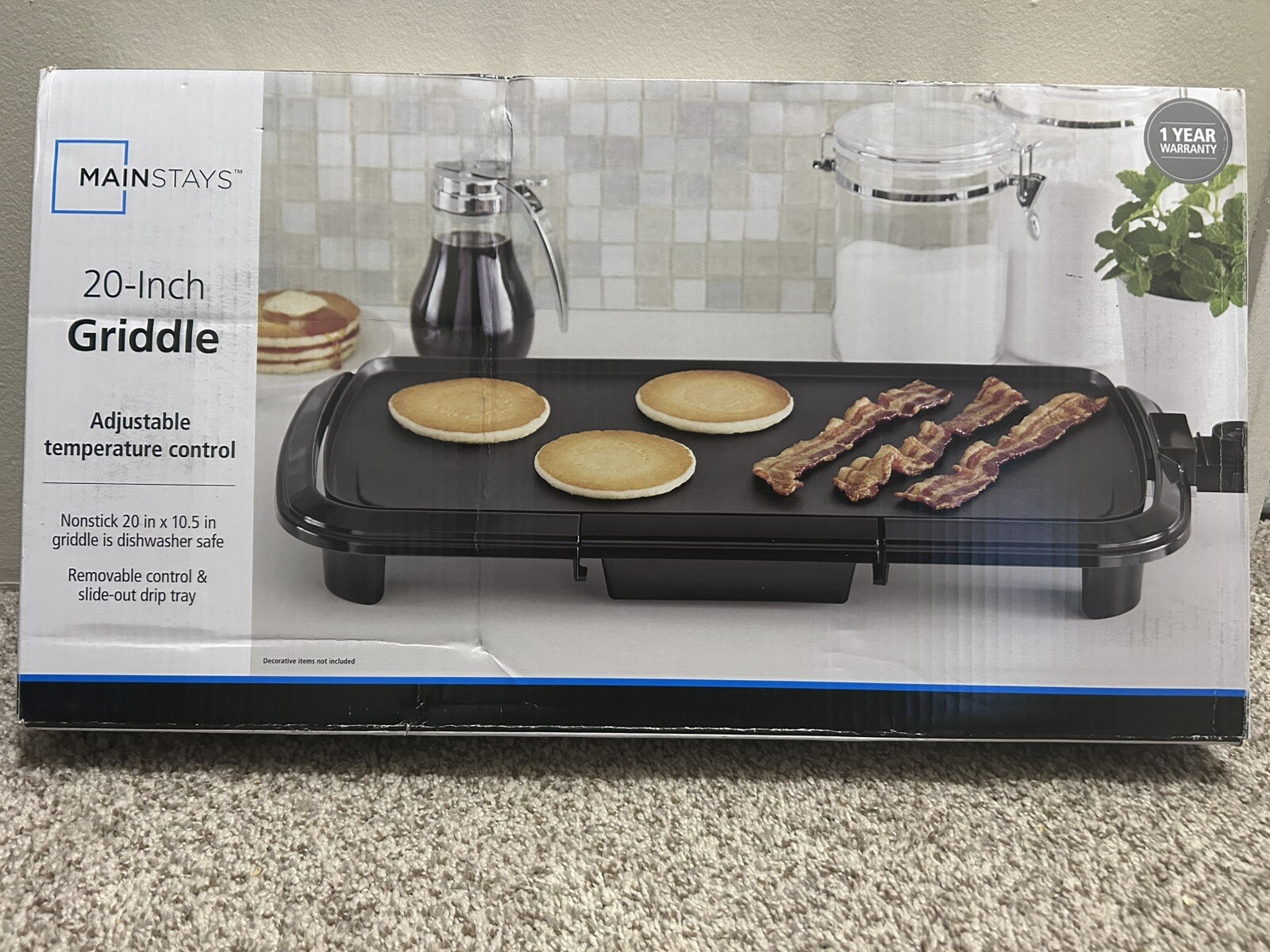 Mainstays Dishwasher-Safe 20″ Black Griddle with Adjustable Temperature Control