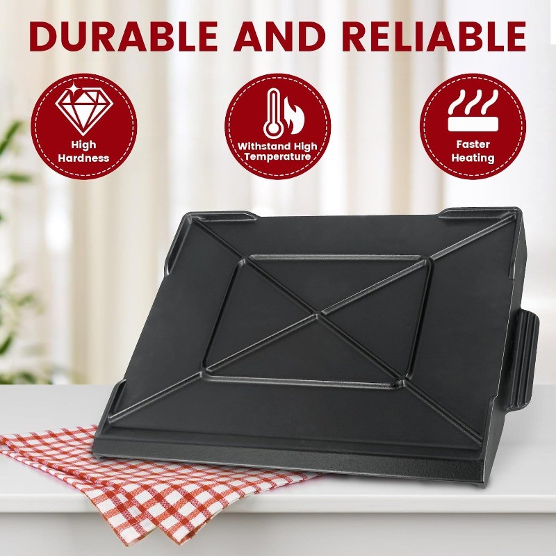 17″ x 13″ Universal Cast Iron Griddle for Gas Grill, Stove Top Griddle Gas Grill