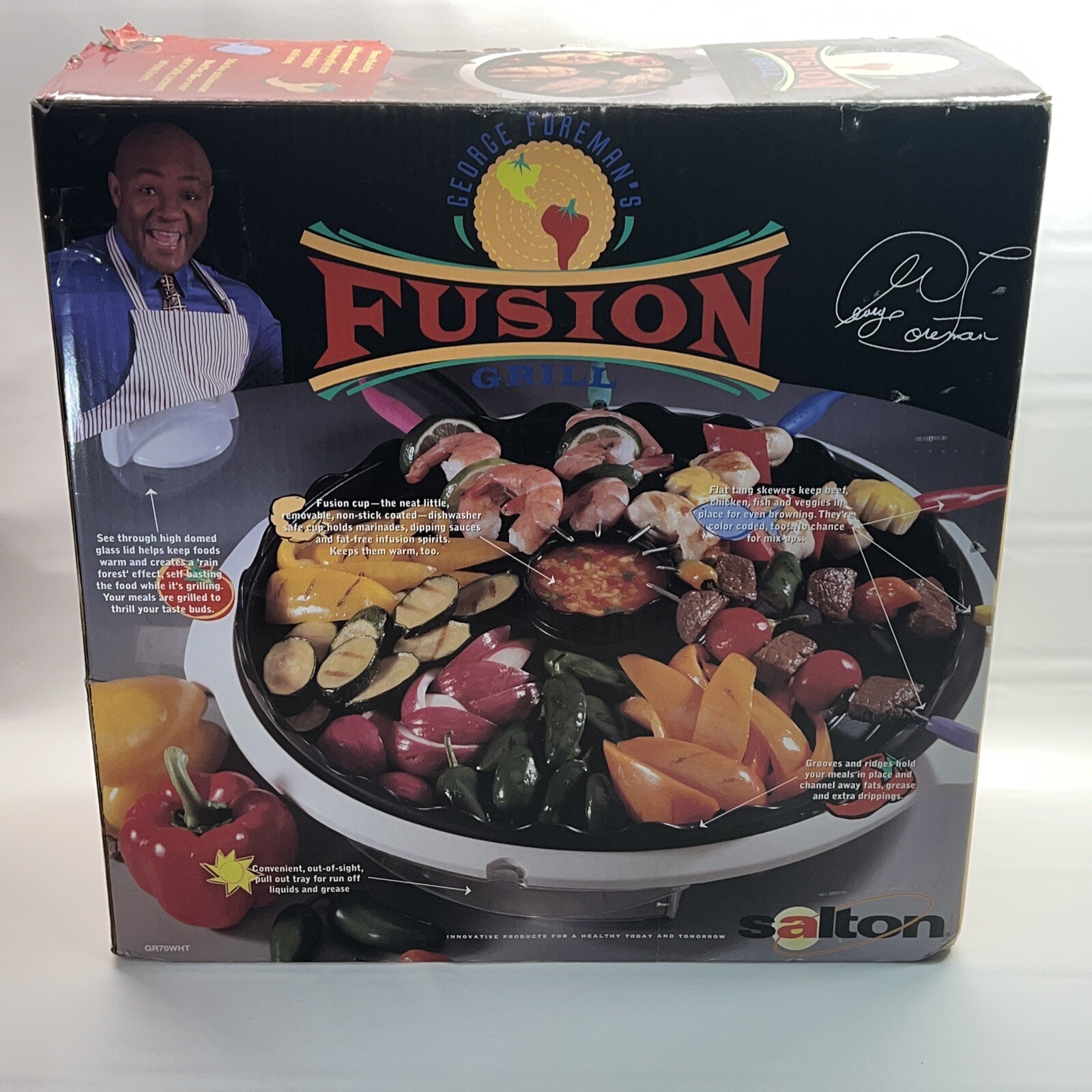 George Foreman GR70WHT Fusion Indoor Grill Salton White NEW DISCONTINUED NOS