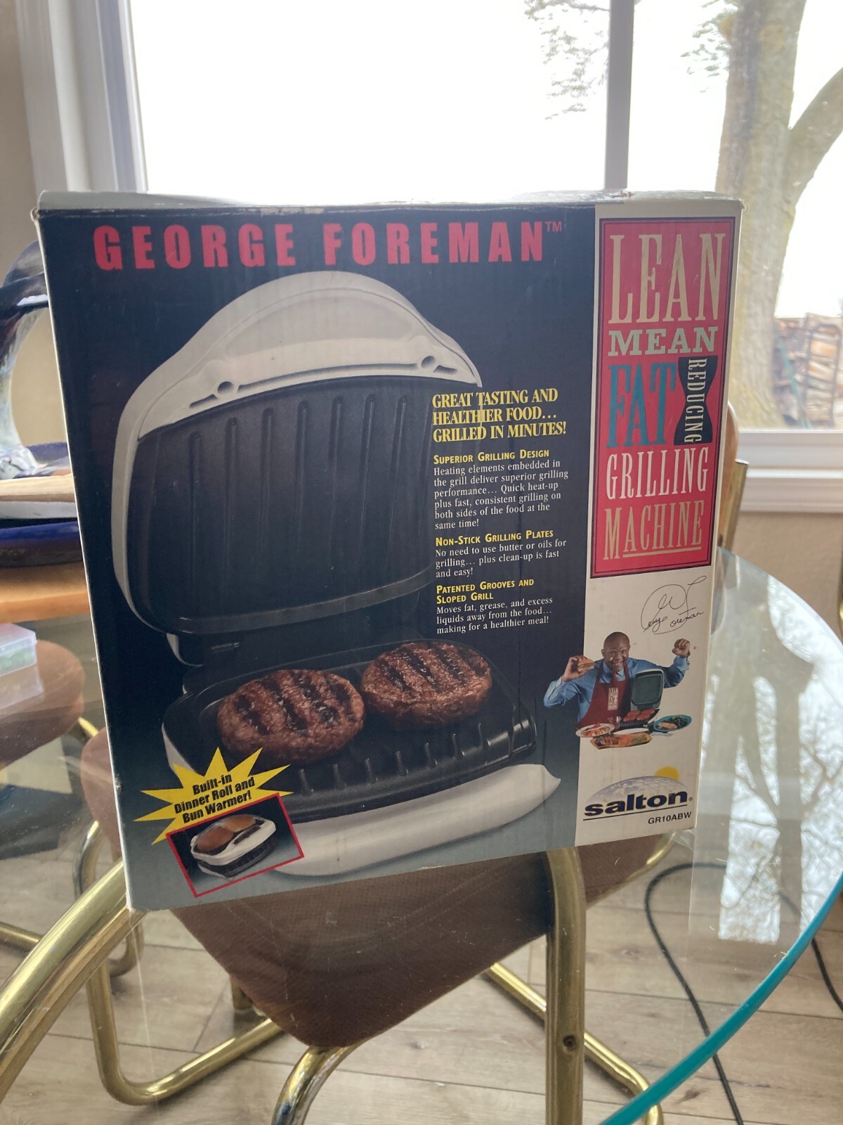 George Foreman GR10ABW Champ Grill with Bun Warmer – White