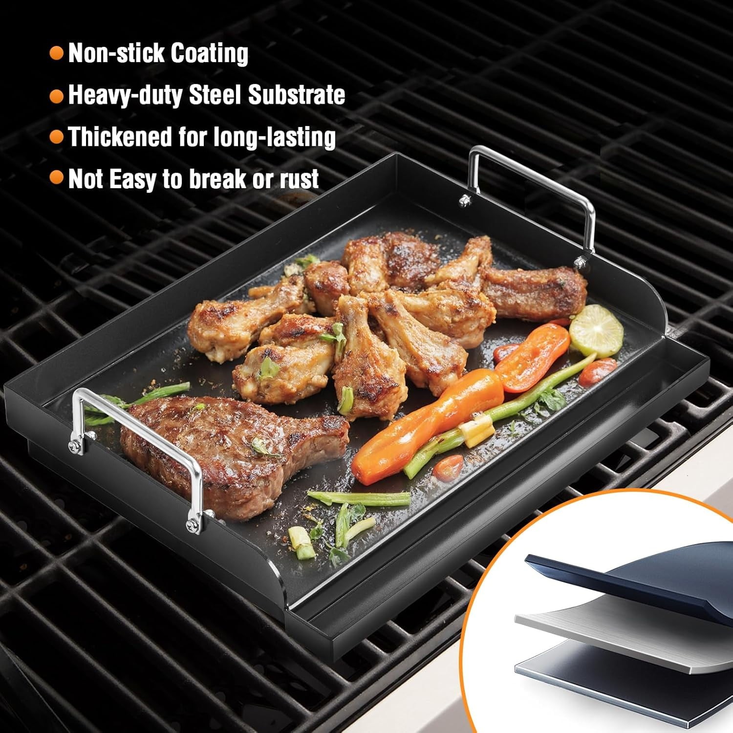 17″ x 13″ Nonstick Coating Cooking Griddle for Gas Grill, Universal Flat Top