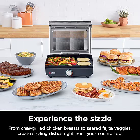 Ninja Sizzle GR101 Indoor Grill & Griddle 500°F 1450W Free Shipping