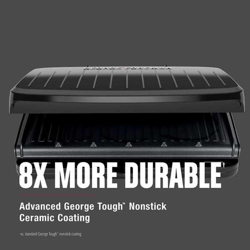 george foreman family-size panini press, nonstick grill with fat reducing