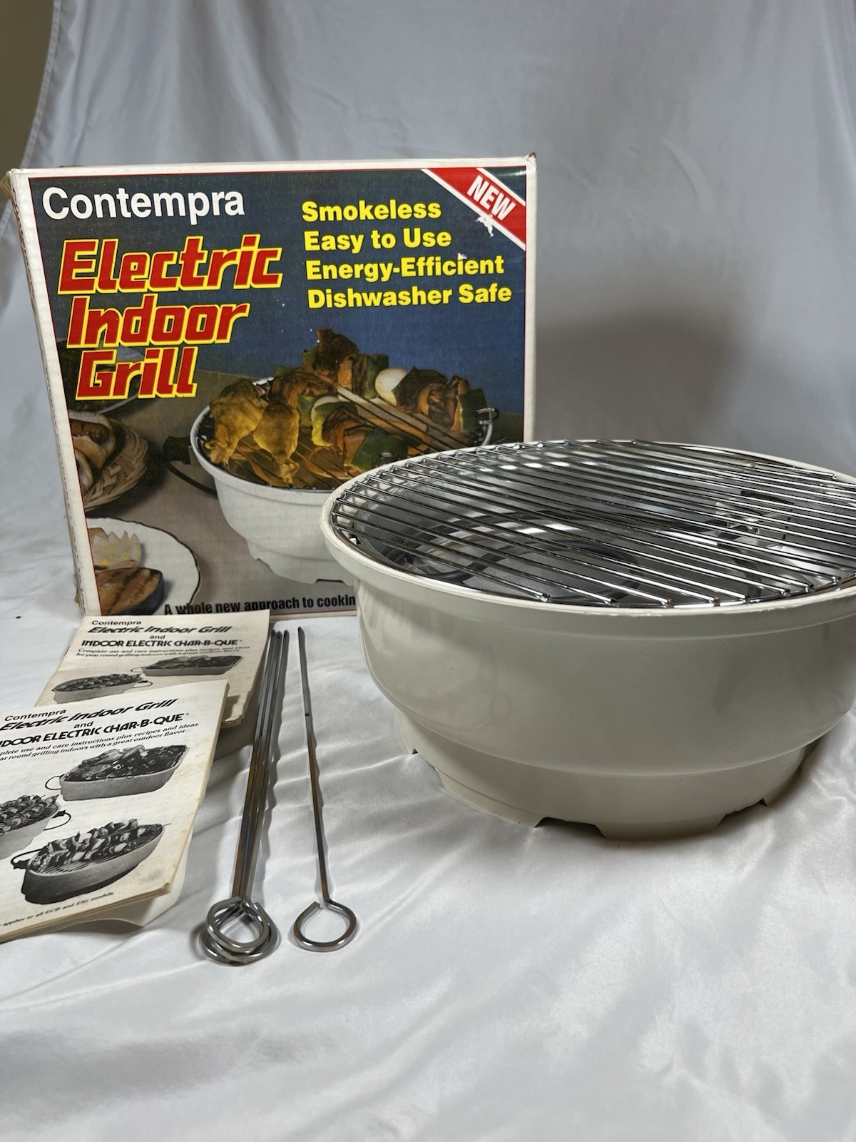 Vintage Contempra Electric Indoor BBQ Grill EIG-1 Vanilla 12” D Tested