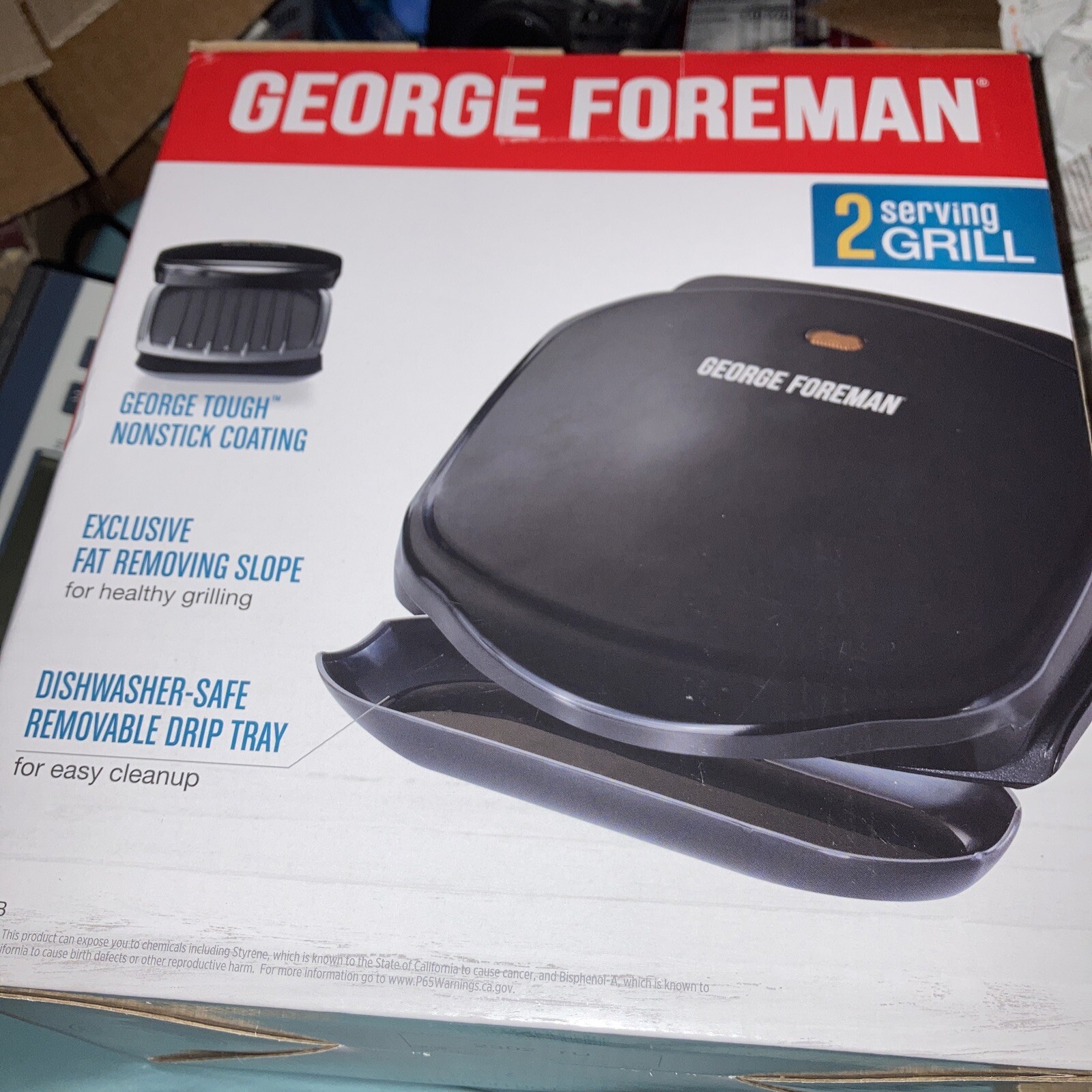 George Foreman Compact 2 Serving Grill Nonstick GR10B