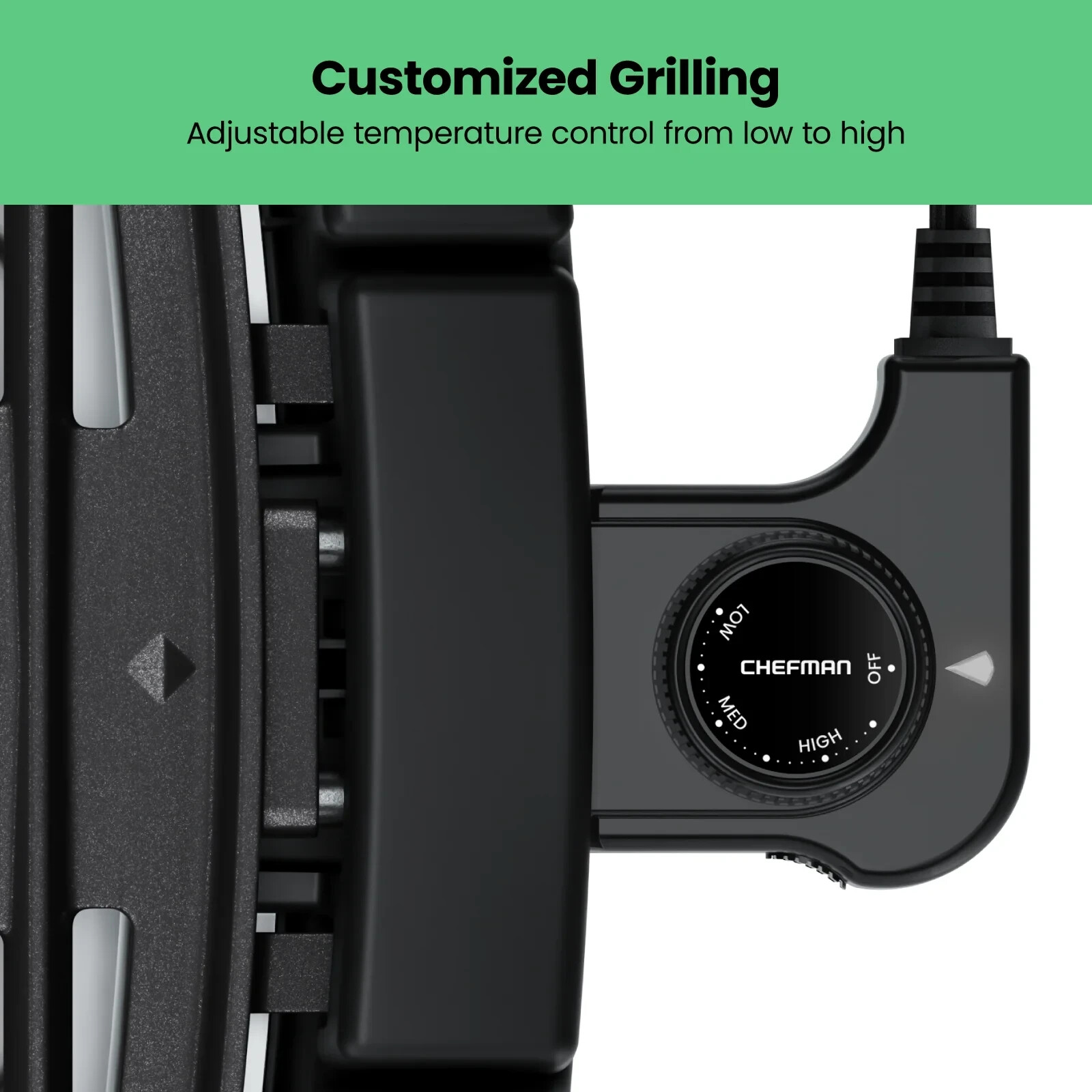 Chefman Smokeless Indoor Electric Grill, Adjustable Temp, Dishwasher-Safe Parts