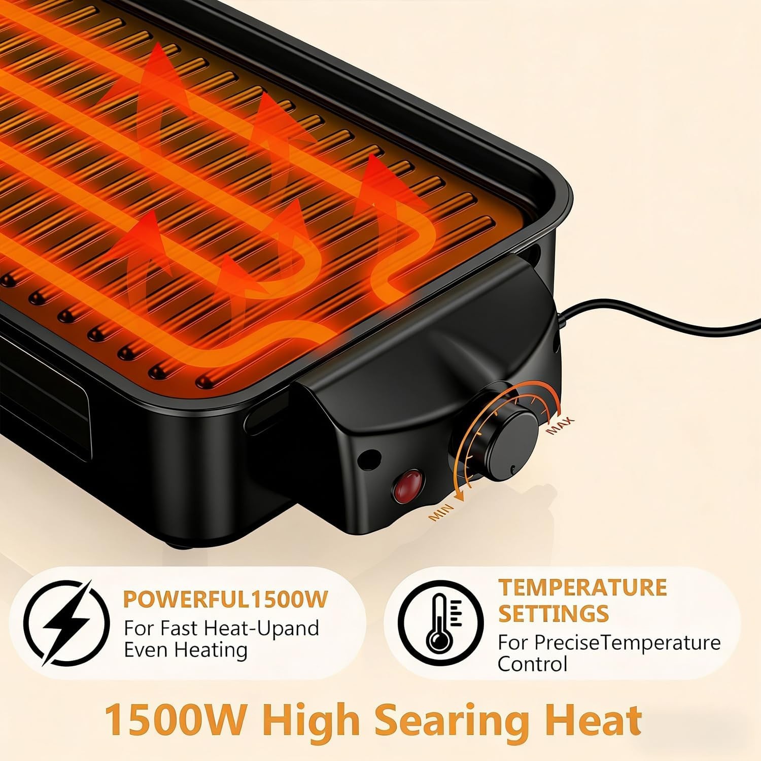 Electric Indoor Grill 1700W 2 in 1 Smokeless Indoor Grill for Kitchen with