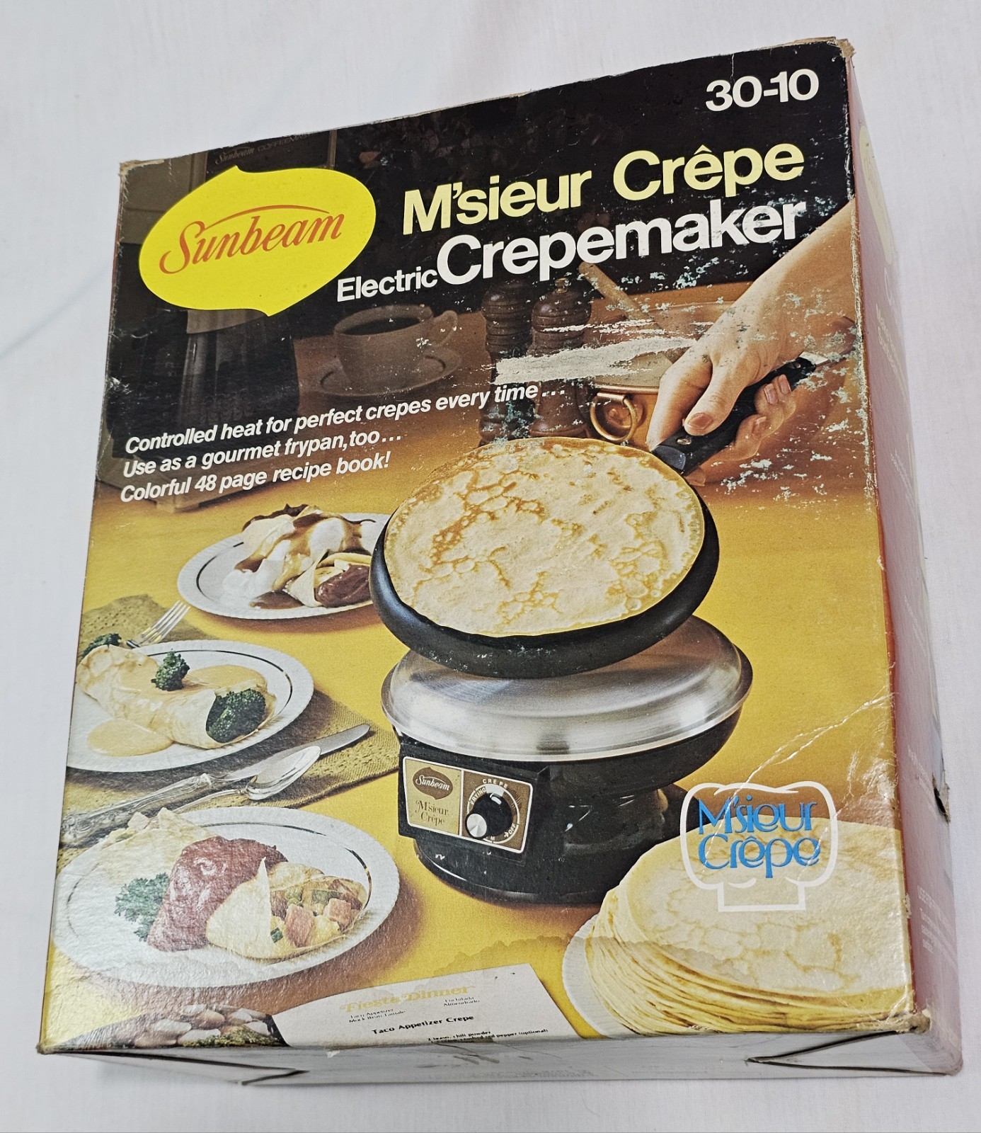 Vintage 1976 Sunbeam Model 30-10 M’Sieur Electric Crepe Maker New in Opened Box