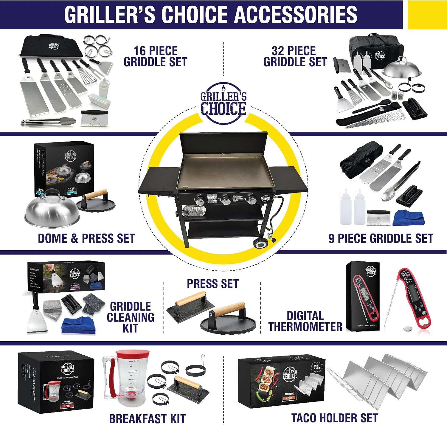 Griller’S Choice Professional Stainless Steel Griddle Accessories, Flat Top Gril
