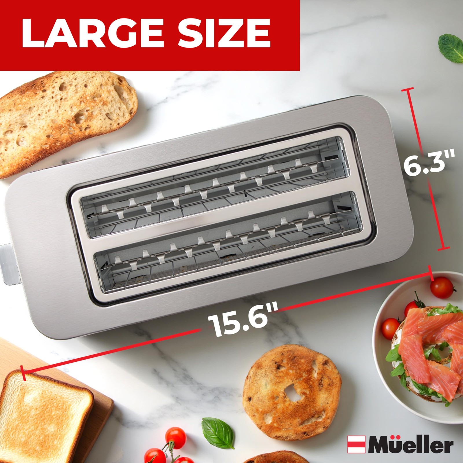 Mueller UltraToast Stainless Steel Toaster 4 Slice – 4 Slice, Silver