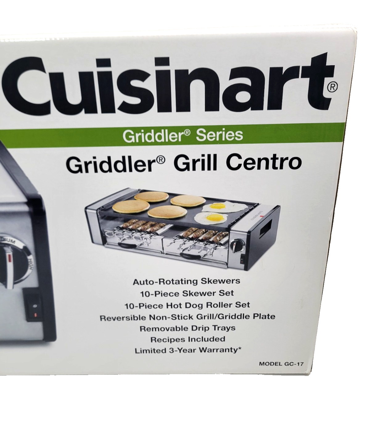 Cuisinart GC Griddler Grill Centro 1700W 2‑Tier Grill Griddle Rotating Skewers