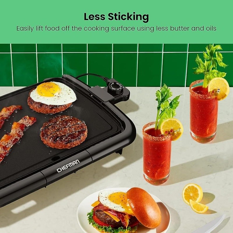 Compact Non Stick Electric Grill Adjustable Temperature Indoor Cooking 1200W New