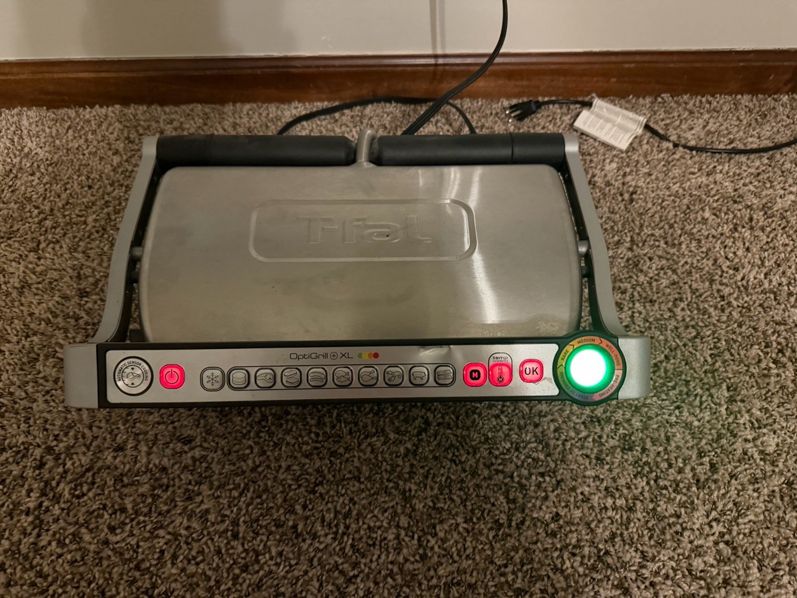 T-Fal OptiGrill Electric Grill Countertop Stainless Steel NonStick Indoor 8356s1